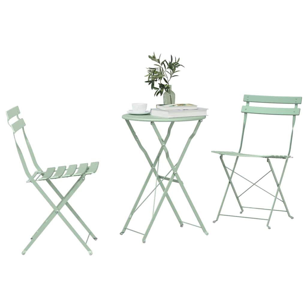 Folding Bistro Set 3 pcs Seafoam Steel