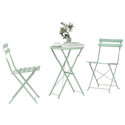Folding Bistro Set 3 pcs Seafoam Steel