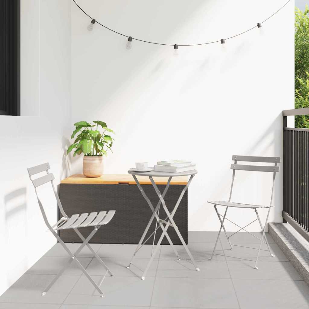 Folding Bistro Set 3 pcs Beige Steel