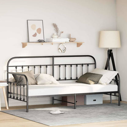 Daybed Frame Black 90 x 200 cm Powder-Coated Steel