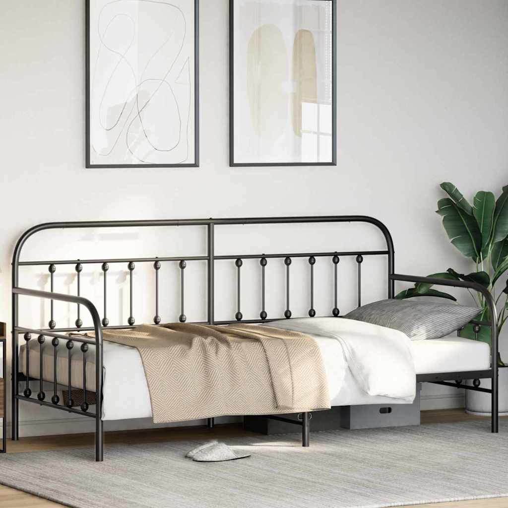 Daybed Frame Black 90 x 200 cm Powder-Coated Steel
