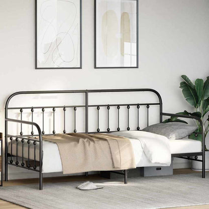 Daybed Frame Black 90 x 200 cm Powder-Coated Steel