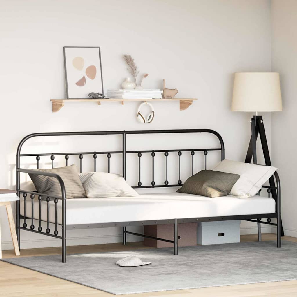 Daybed Frame Black 100 x 200 cm Powder-Coated Steel
