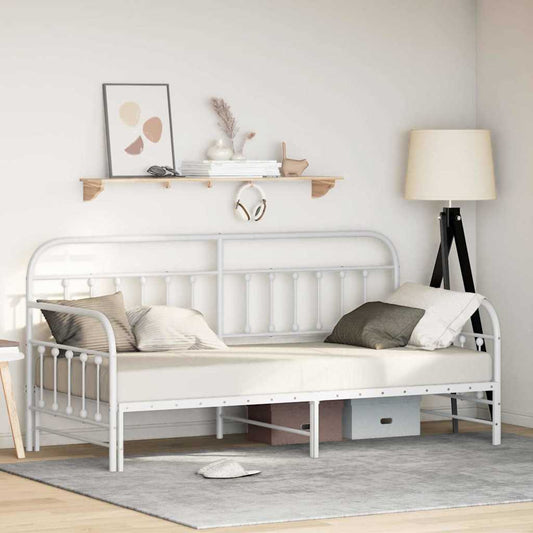 Daybed Frame Extendable White 90 x 200 cm Powder-Coated Steel