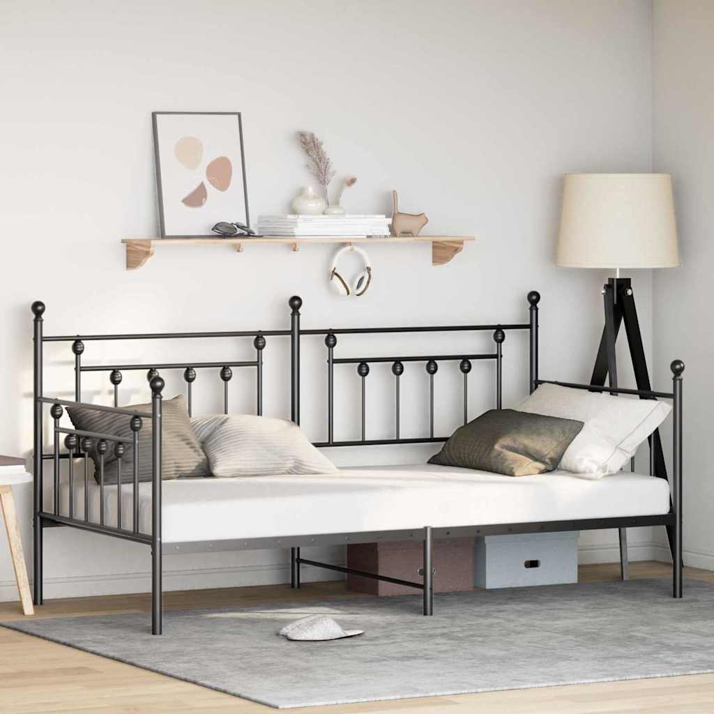 Daybed Frame Black 100 x 190 cm Steel