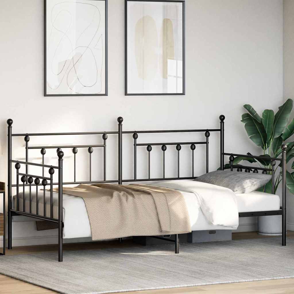 Daybed Frame Black 100 x 190 cm Steel