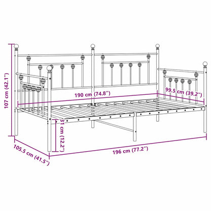 Daybed Frame Black 100 x 190 cm Steel