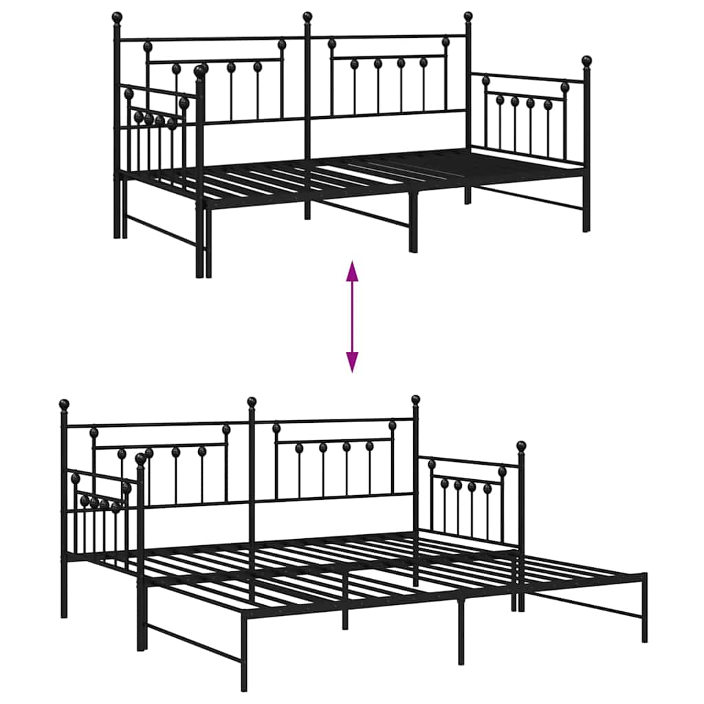 Daybed Frame Black 90 x 190 cm Steel