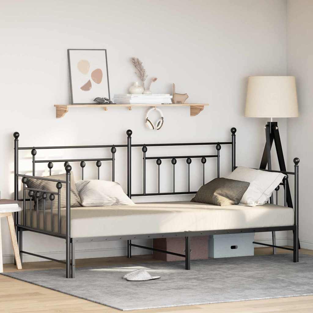 Daybed Frame Black 107 x 203 cm Steel