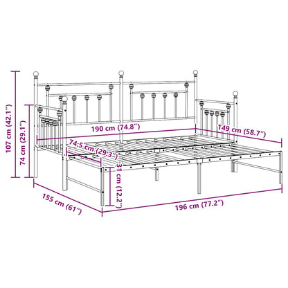 Daybed Frame White 75 x 190 cm Steel