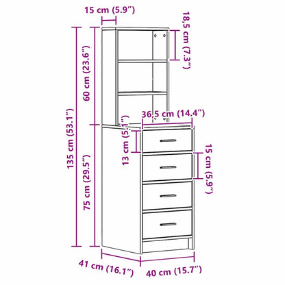 Highboard Artisan oak 40 x 41 x 135 cm Engineered Wood