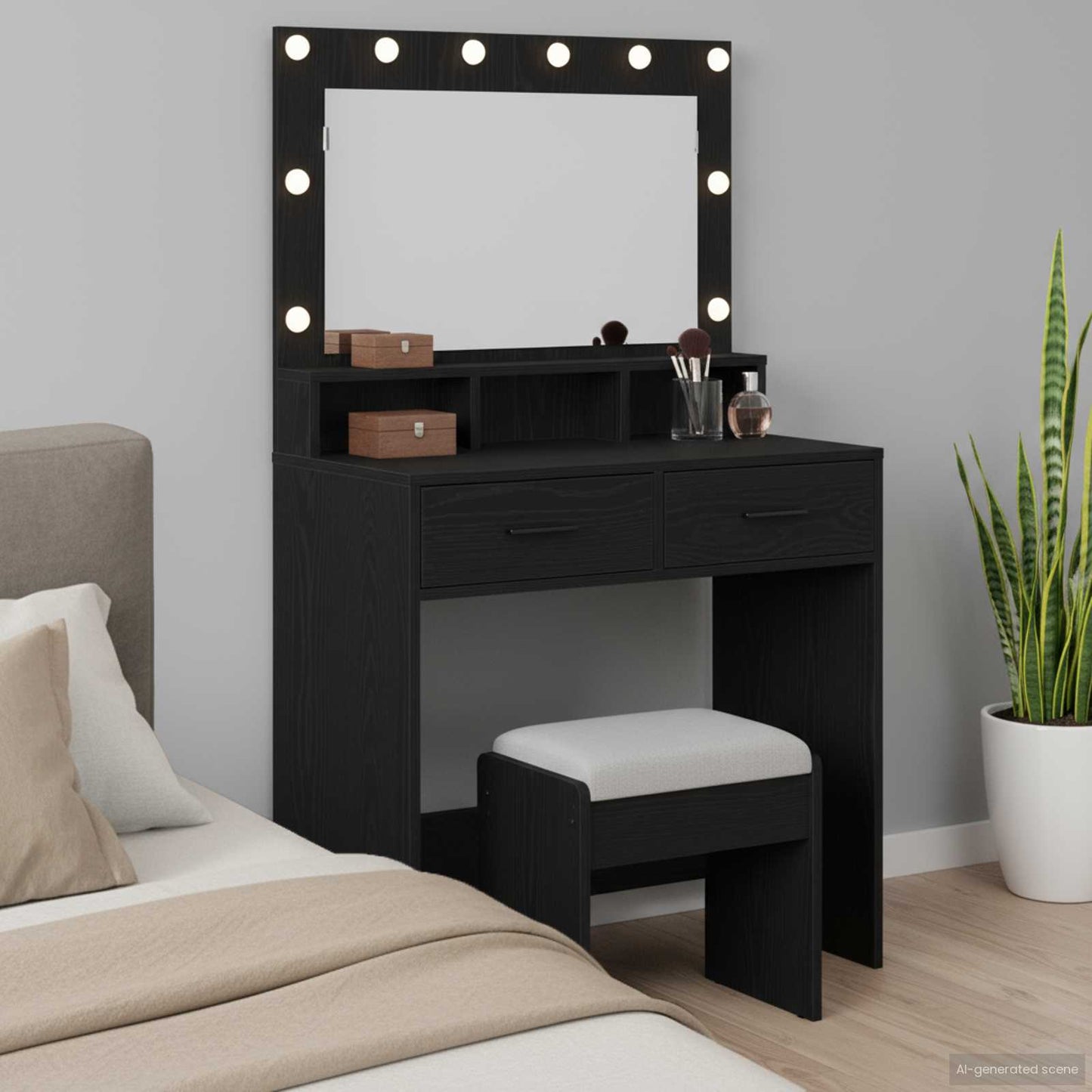 Dressing Table Black Oak 79 x 41 x 135 cm Engineered Wood
