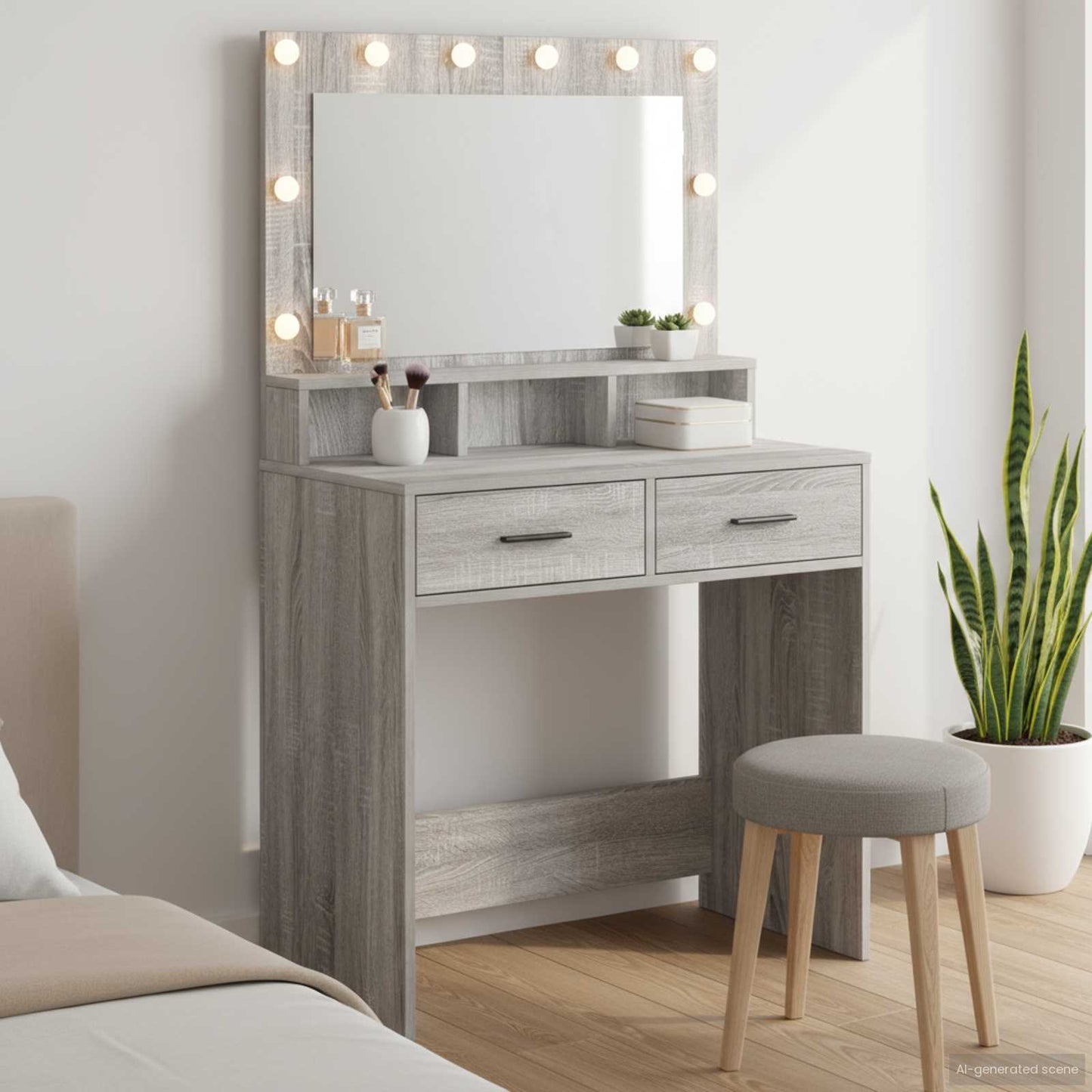 Dressing Table Grey Sonoma 79 x 41 x 135 cm Engineered Wood