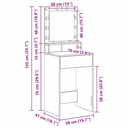 Dressing Table Grey Sonoma 50 x 41 x 135 cm Engineered Wood