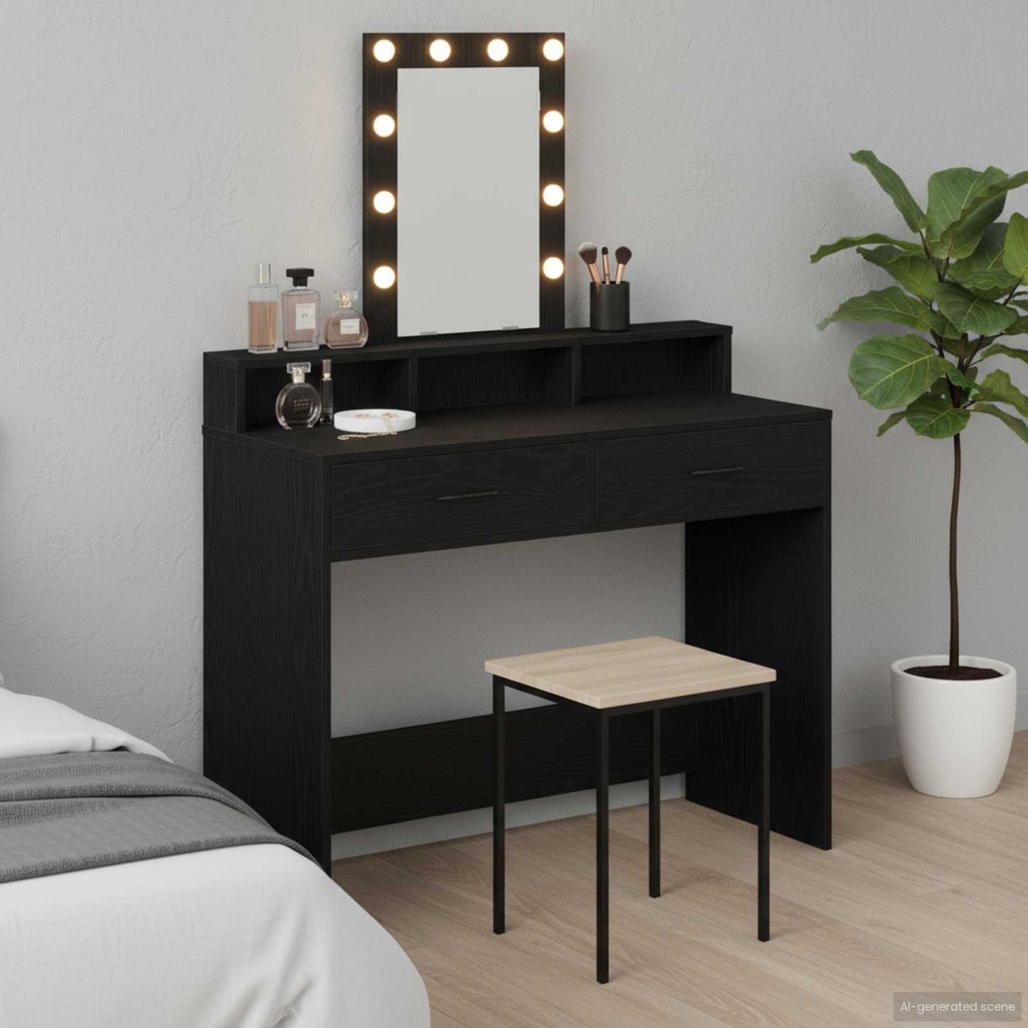 Dressing Table Black 100 x 41 x 140 cm Engineered Wood