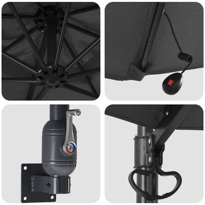 Garden Parasol Manual Anthracite and Black 248 x 248 x 148 cm