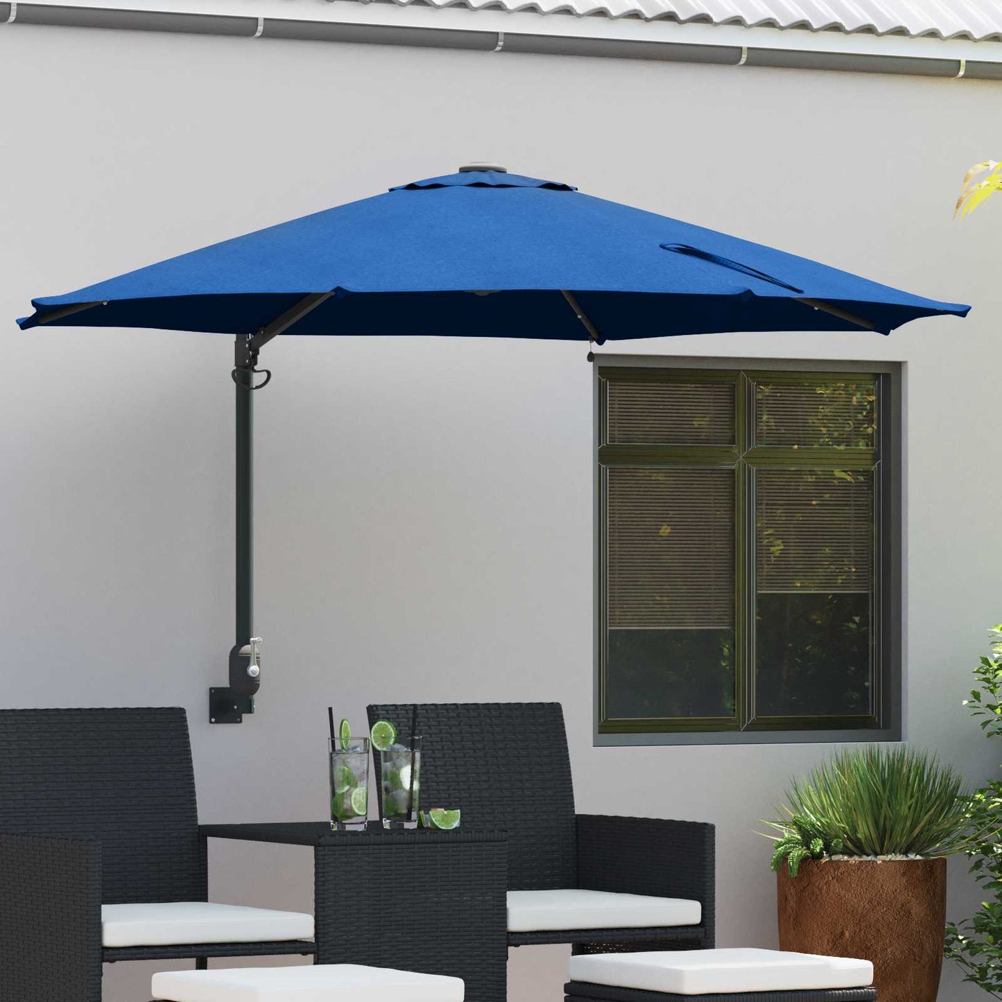 Garden Parasol 248 x 248 x 148 cm Polyester and Steel Azurblau