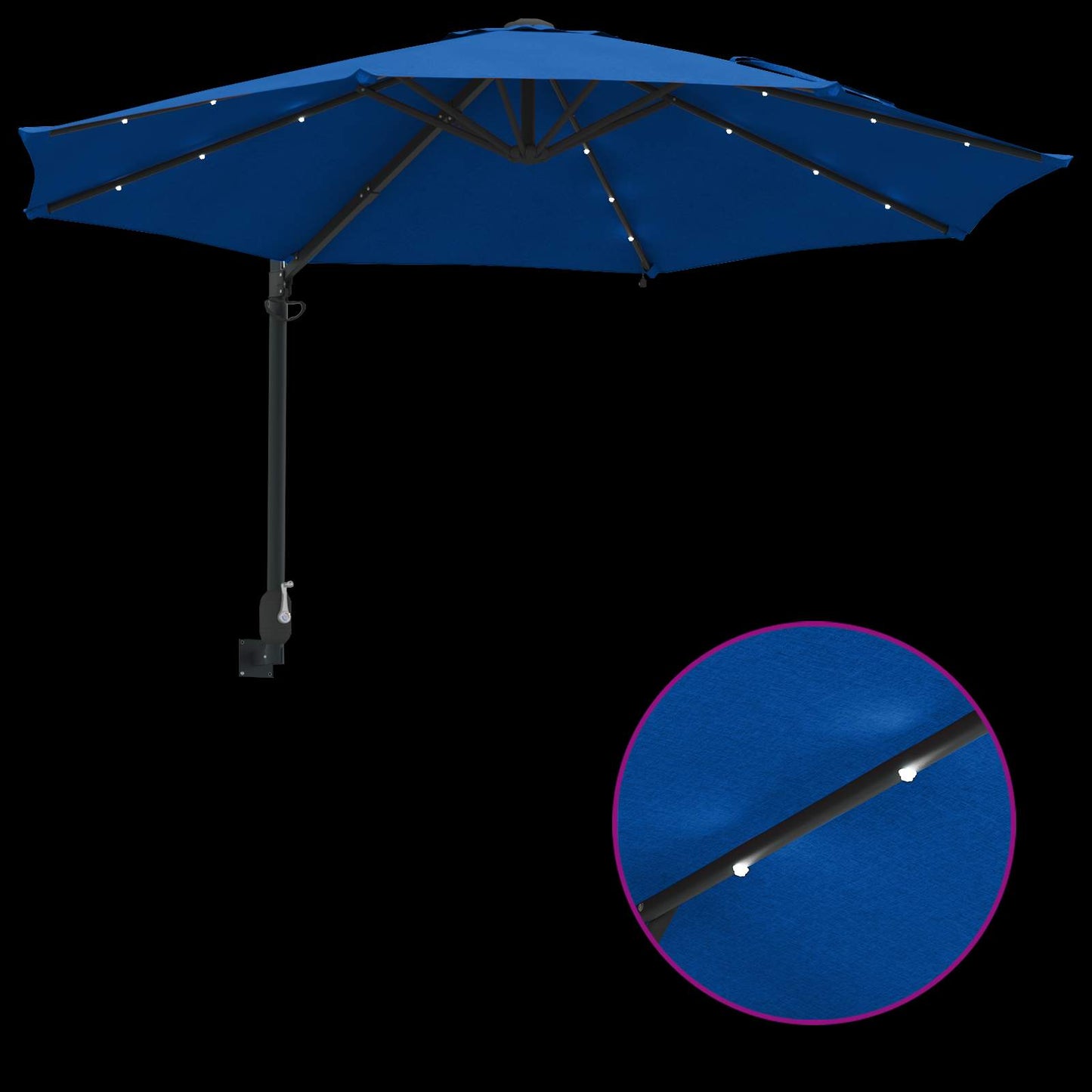 Garden Parasol 248 x 248 x 148 cm Polyester and Steel Azurblau