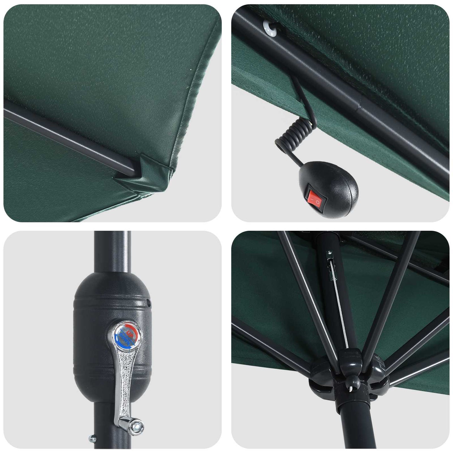 Garden Parasol Green 294 x 150 x 224 cm Polyester and Steel