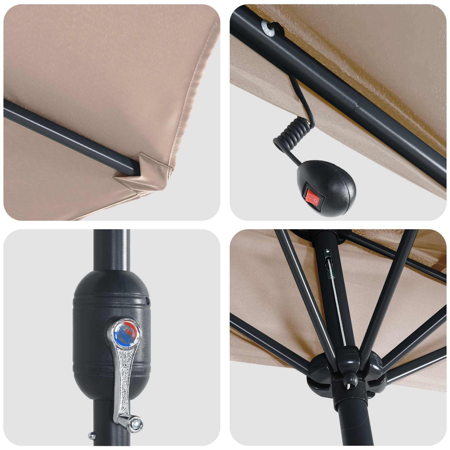 Garden Parasol Taupe 294 x 150 x 224 cm Polyester and Steel