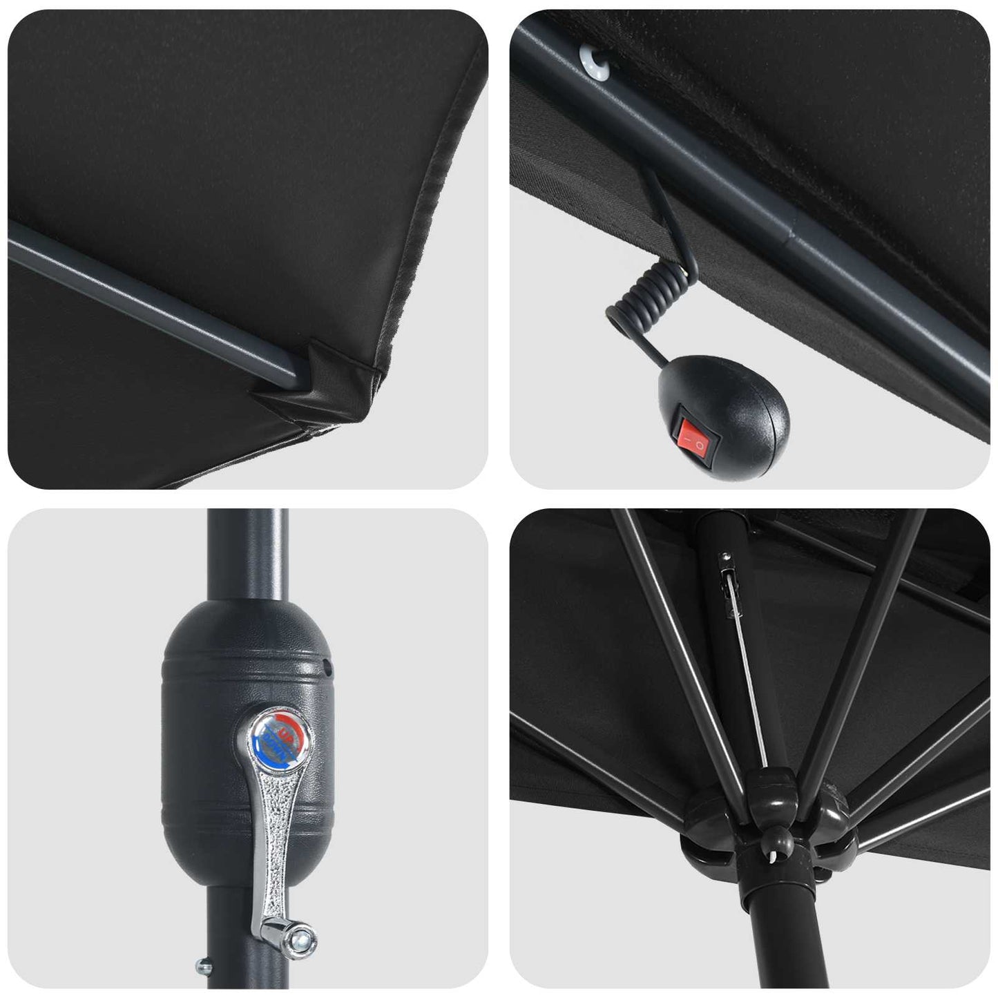 Garden Parasol Black 294 x 150 x 224 cm Polyester and Steel