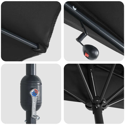 Garden Parasol Black 294 x 150 x 224 cm Polyester and Steel