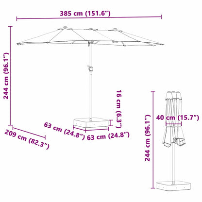 Garden Parasol Sand 385 x 209 x 244 cm Polyester and Steel