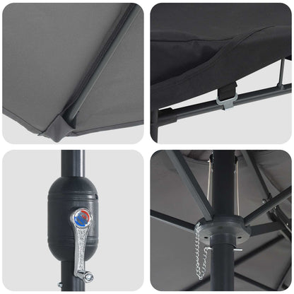 Garden Parasol Anthracite 385 x 209 x 244 cm Polyester