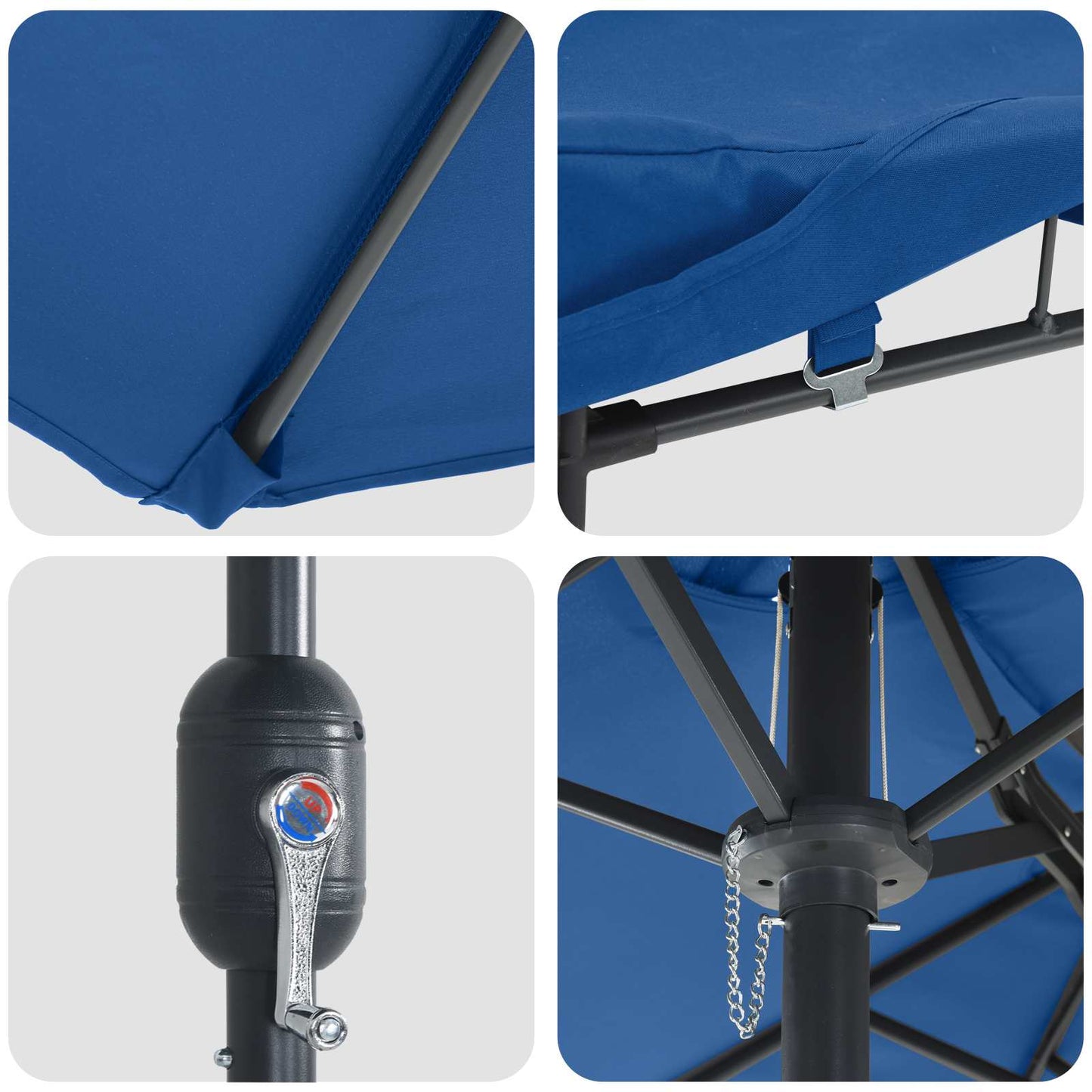 Garden Parasol 385 x 209 x 244 cm Polyester Azurblau