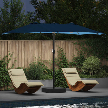 Garden Parasol 385 x 209 x 244 cm Polyester Azurblau