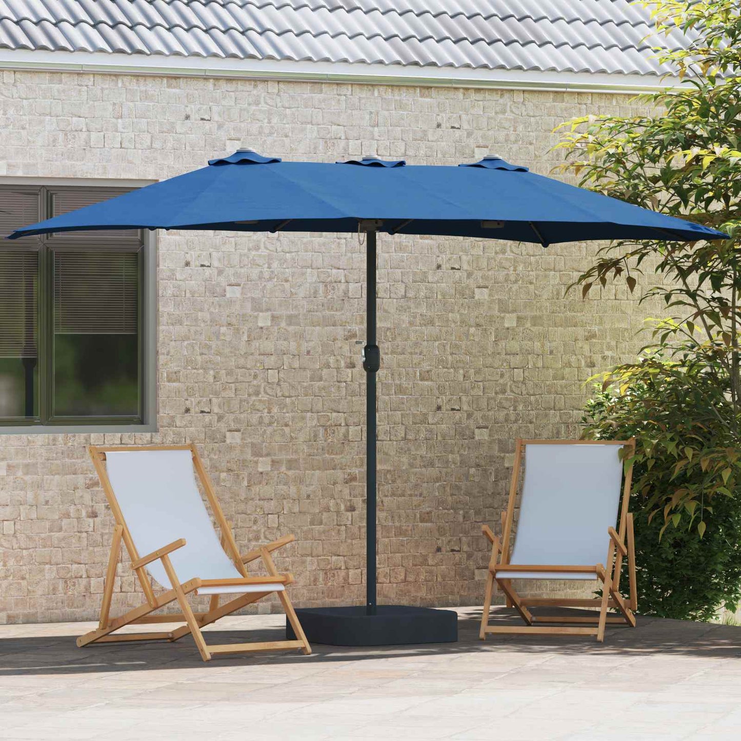 Garden Parasol 385 x 209 x 244 cm Polyester Azurblau