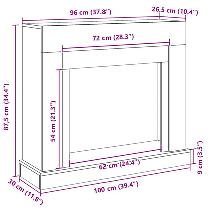 Fireplace Surround Black Oak 100x30x87.5 cm Engineered Wood