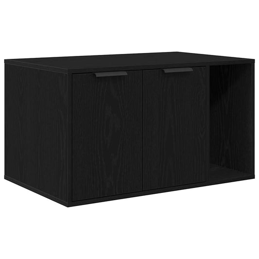 Cat Litter Box Enclosure Black Oak 80x50x45 cm Engineered Wood