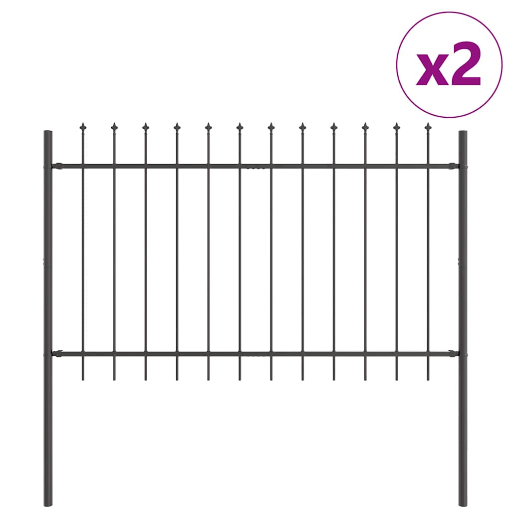 Garden Fence 2 pcs Grey 3.4 x 1.2 m Powder-coated Steel