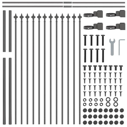 Garden Fence 2 pcs Grey 3.4 x 1.2 m Powder-coated Steel