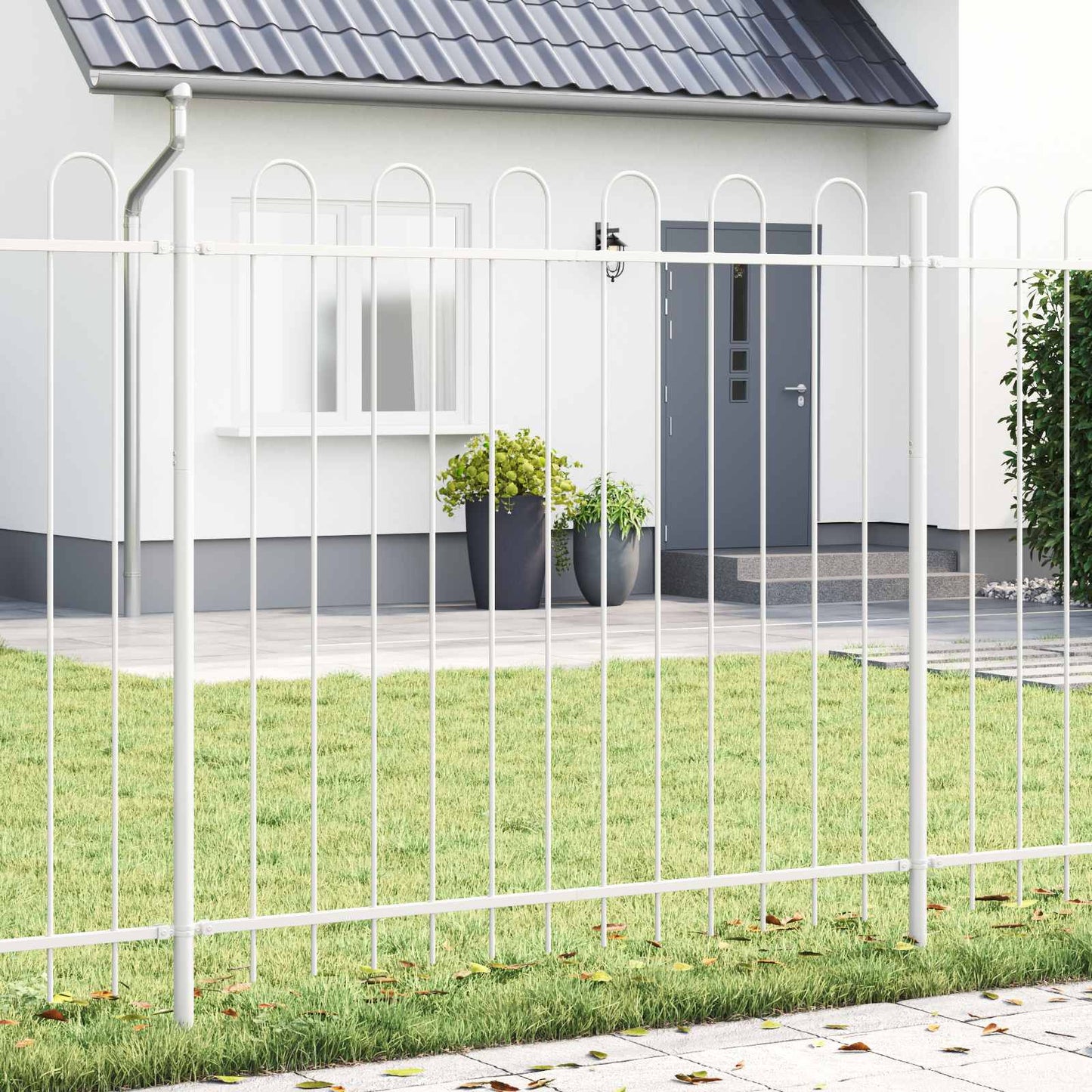 Garden Fence 2 pcs White 3.4 x 0.8 m Powder-coated Steel
