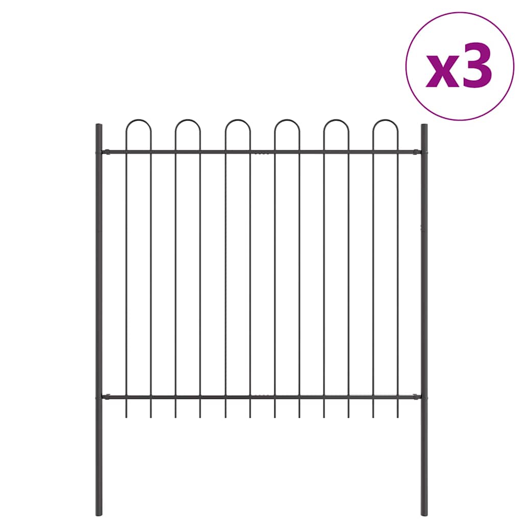Garden Fence BOXTEL 3 pcs 5.1 x 1.5 m Powder-coated Steel Grey