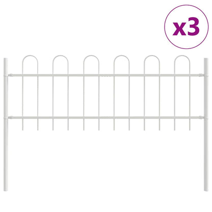 Garden Fence BOXTEL 3 pcs 5.1 x 0.6 m Powder-coated Steel White