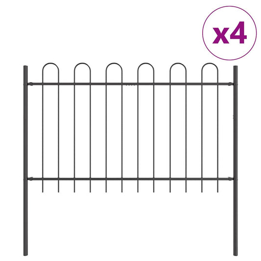 Garden Fence BOXTEL 4 pcs 6.8 x 1 m Powder-coated Steel Grey