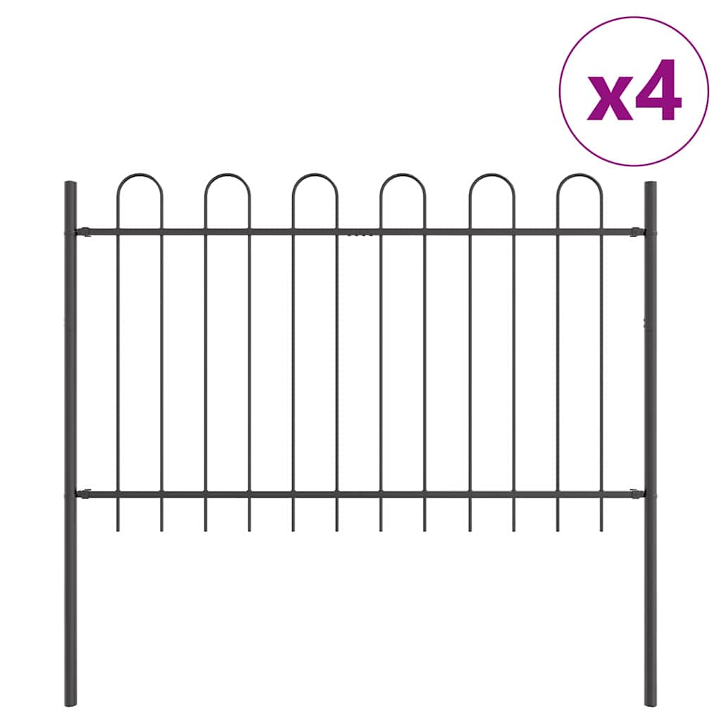Garden Fence 4 pcs Grey 6.8 x 1.2 m Powder-coated Steel