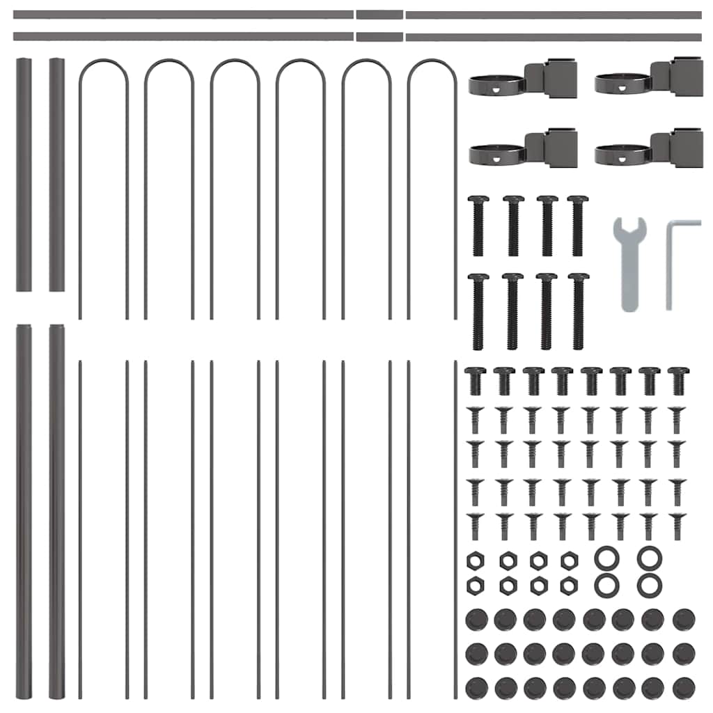 Garden Fence 4 pcs Grey 6.8 x 1.5 m Powder-coated Steel