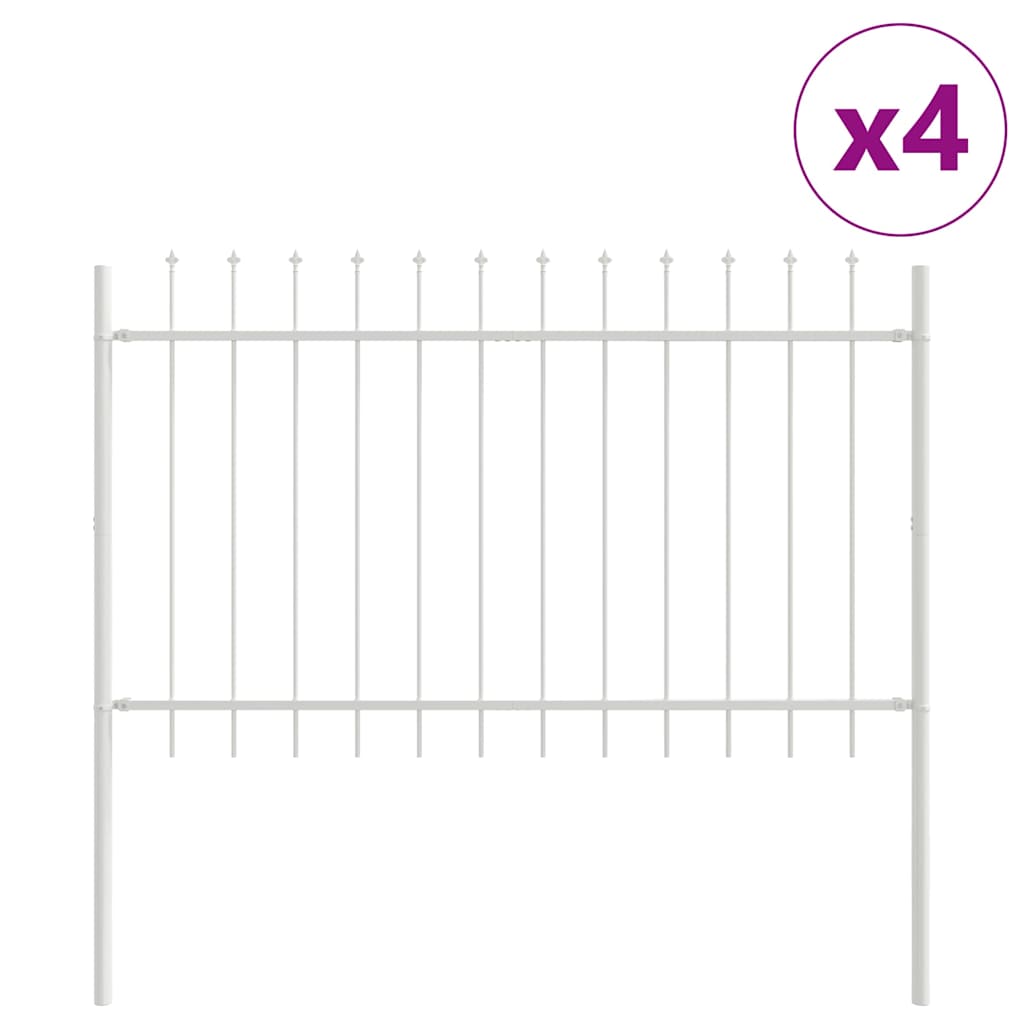 Garden Fence 4 pcs White 6.8 x 1 m Powder-coated Steel