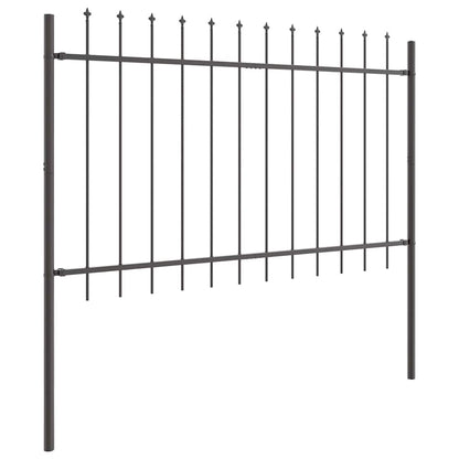 Garden Fence 5 pcs Grey 8.5 x 0.8 m Powder-coated Steel
