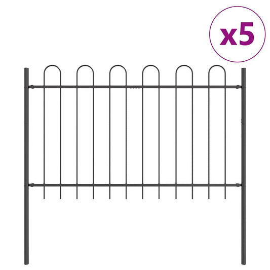 Garden Fence BOXTEL 5 pcs 8.5 x 1.2 m Powder-coated Steel Grey