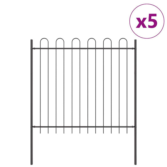 Garden Fence BOXTEL 5 pcs 8.5 x 1.5 m Powder-coated Steel Grey