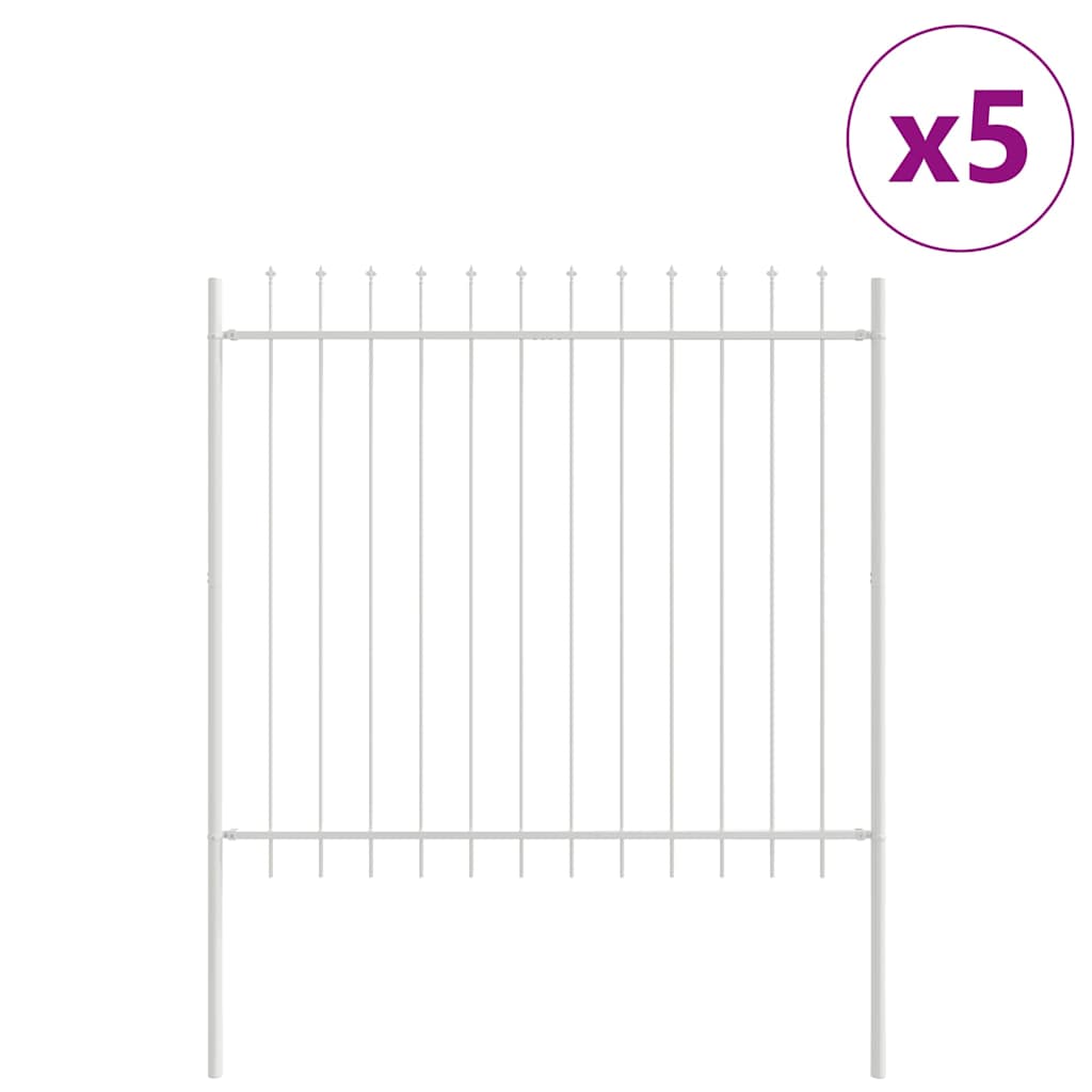 Garden Fence 5 pcs White 8.5 x 1.5 m Powder-coated Steel
