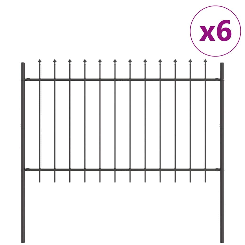Garden Fence 6 pcs Grey 10.2 x 1.2 m Powder-coated Steel