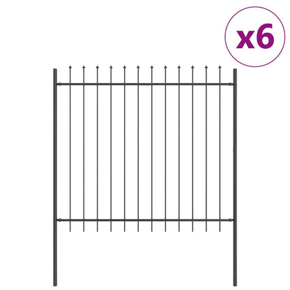 Garden Fence 6 pcs Grey 10.2 x 1.5 m Powder-coated Steel