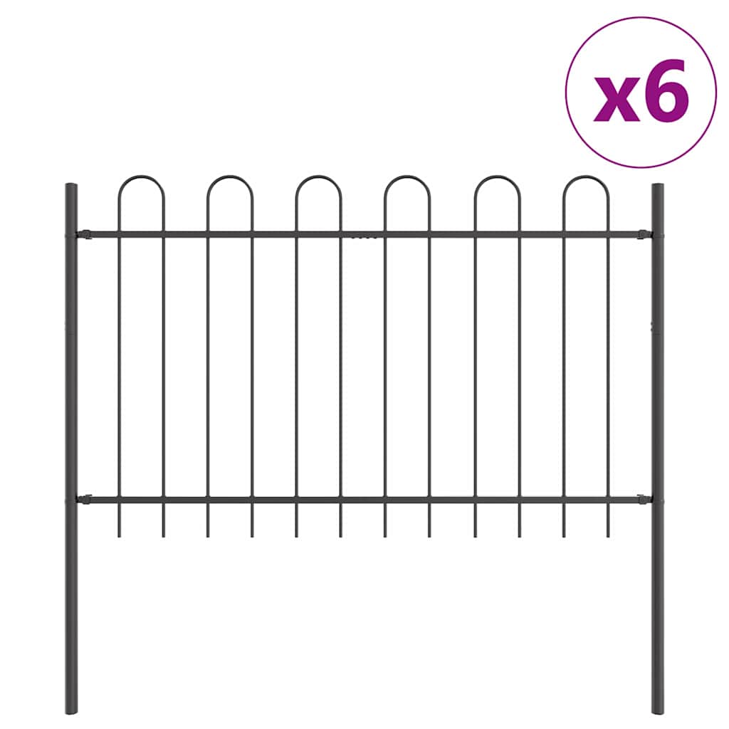Garden Fence 6 pcs Grey 10.2 x 0.8 m Powder-coated Steel