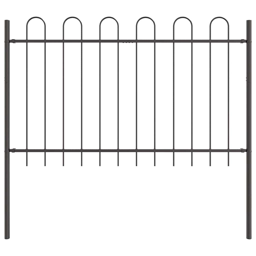 Garden Fence 6 pcs Grey 10.2 x 0.8 m Powder-coated Steel